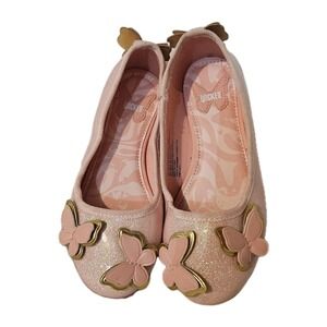 WICKED‎ Glinda Inspired Ballet Flat Girl Size 13 Pink Glitter Butterflies